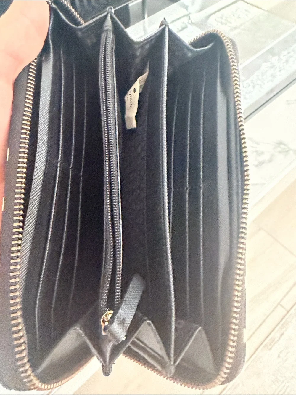 kate spade Black and White Polka Dot Zip Wallet